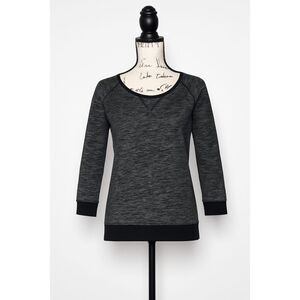 Express Women’s Lace Back Sweatshirt Top Size S Gray Black 3/4 Sleeve Pullover